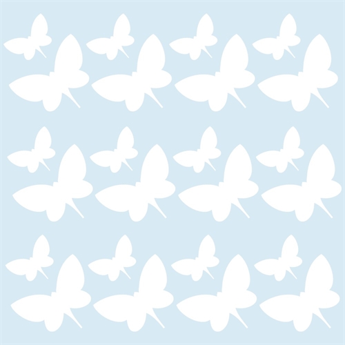 24 styks wallstickers som sommerfugle i hvid farve